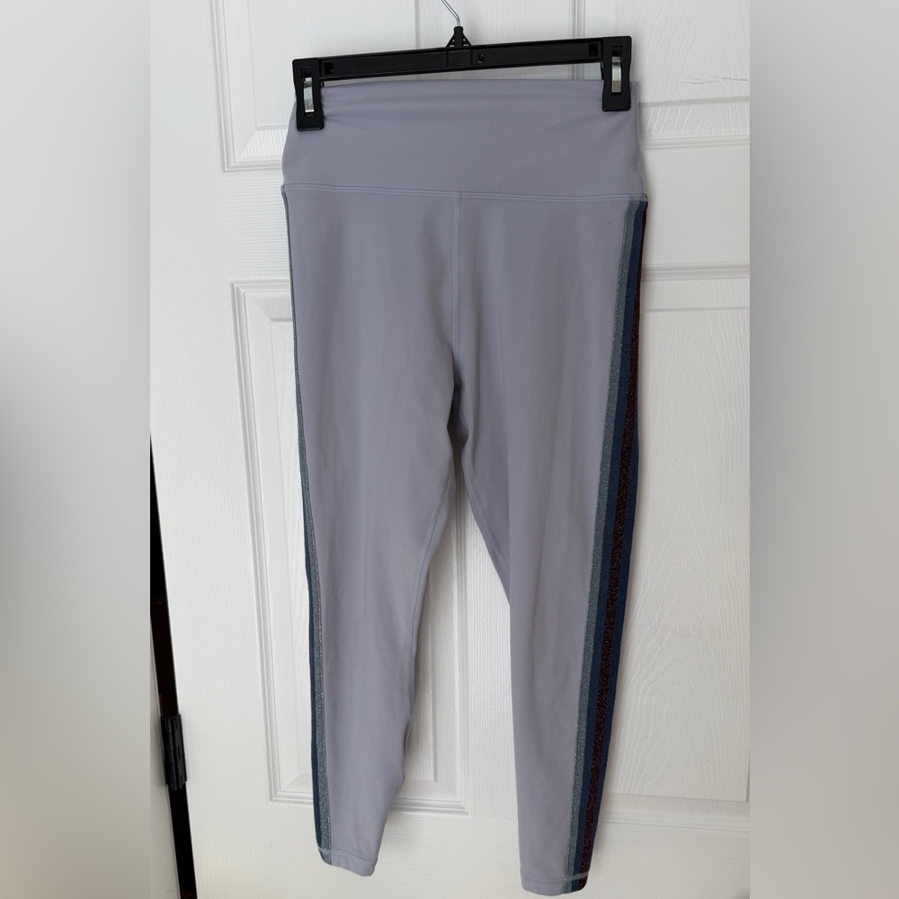 Spiritual Gangster Light Blue Leggings with Metallic Stripe Detail